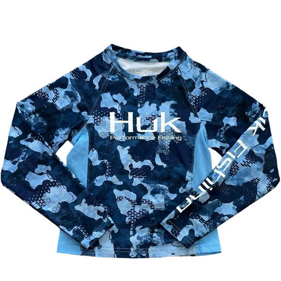 HUK PERFORMANCE Boys Camo Fishing Top Youth XS - Picture 1 of 4